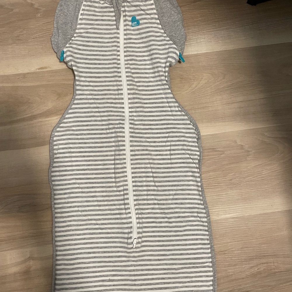 Love to Dream Gray and White Striped Sleep Sack